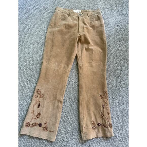 Margaret Godfrey vintage lined suede beaded floral pants women’s 12 - Picture 1 of 11